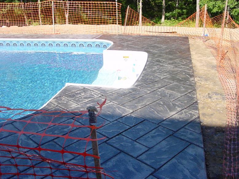 Decorative Stamped concrete Pool deck installation